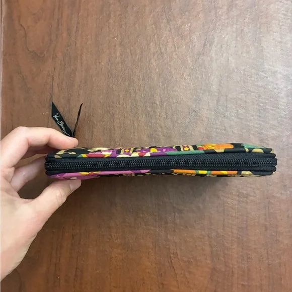Vera Bradley Floral Suzani Pattern Black, Orange and Purple Wallet - Picture 4 of 9